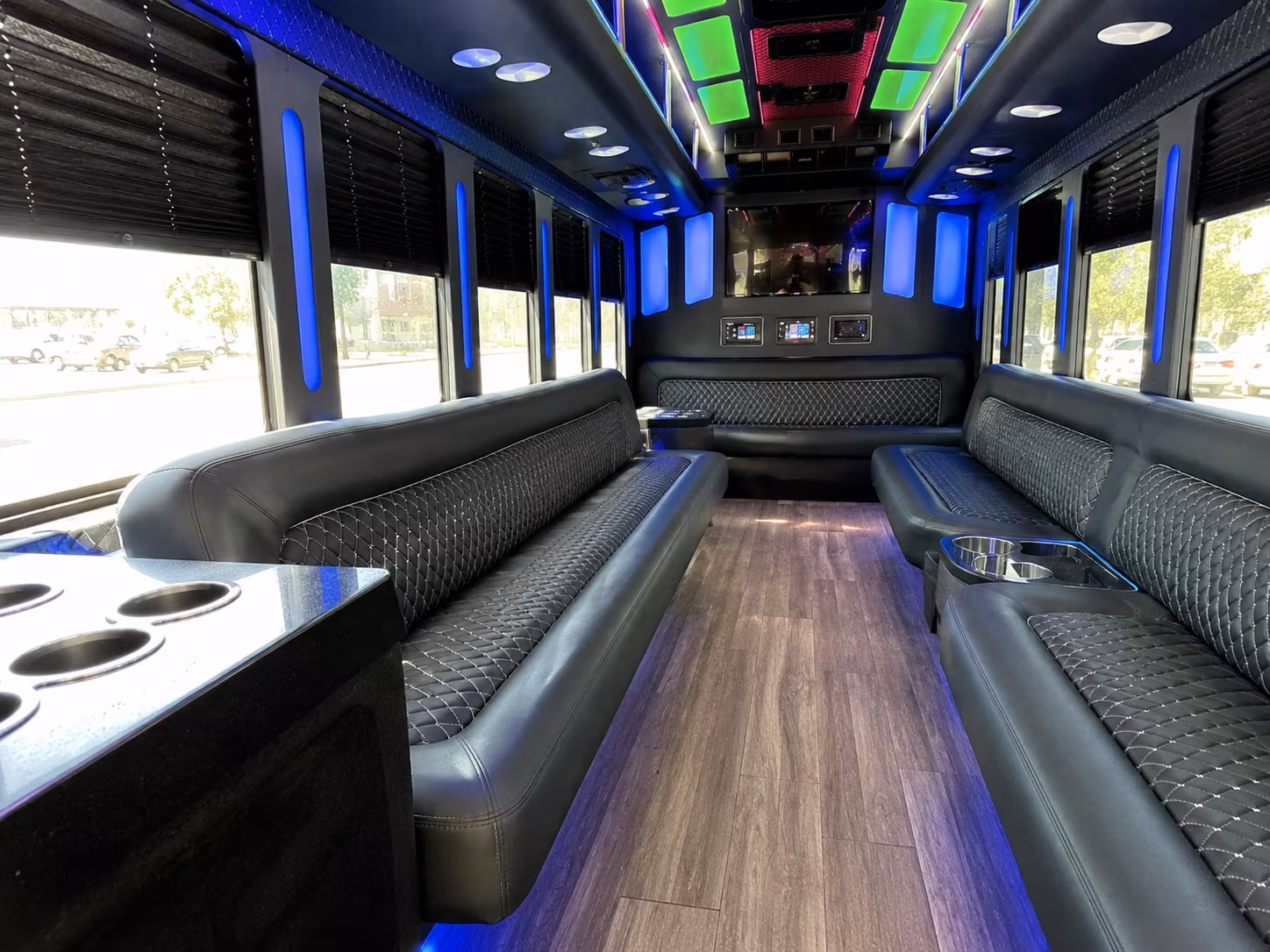 hattiesburg 15 passenger party bus inside