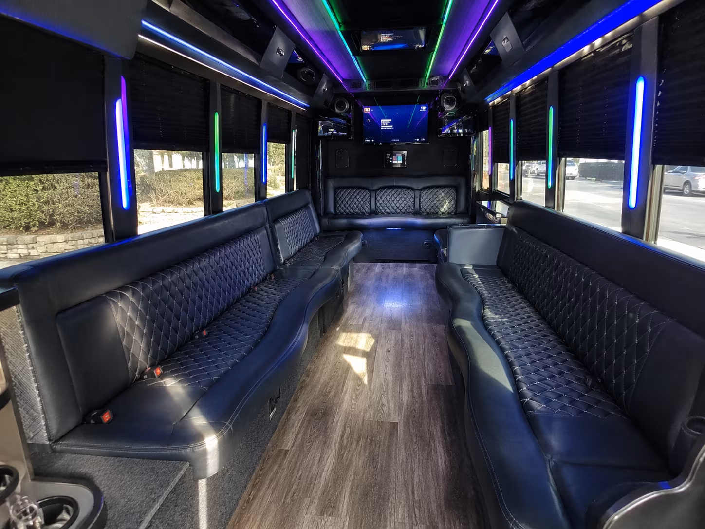 hattiesburg 15 passenger party bus interior