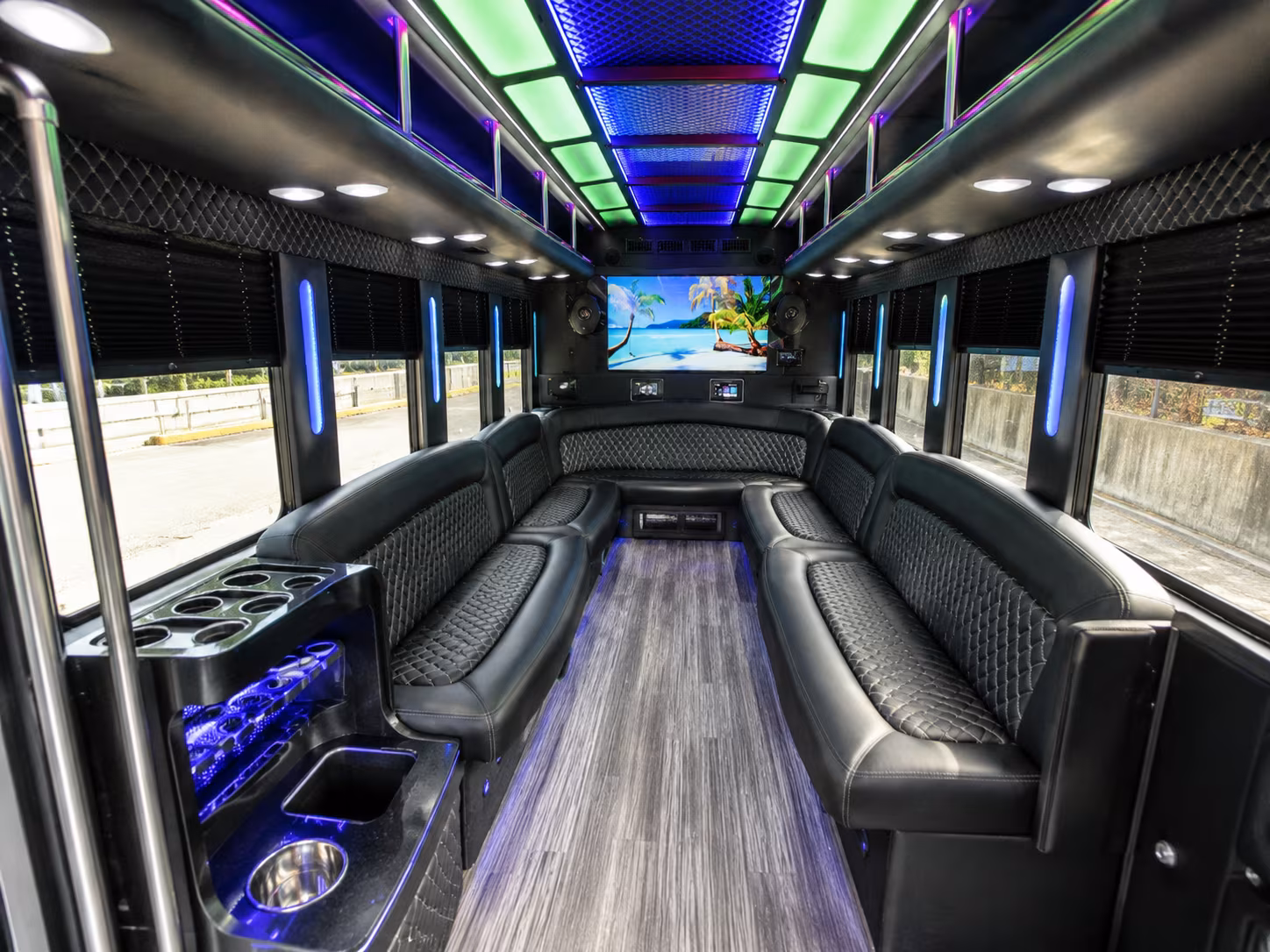 hattiesburg 18 passenger party bus inside