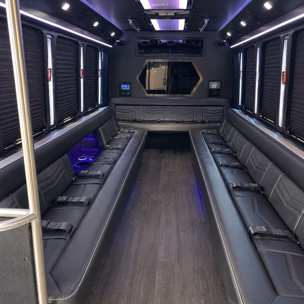 hattiesburg 18 passenger party bus interior