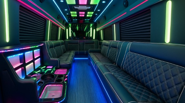 Interior of Charter Bus Company Hattiesburg's Party Bus in Hattiesburg