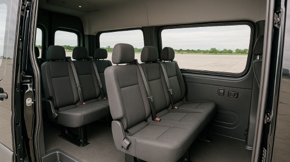 Interior of Charter Bus Company Montgomery's Sprinter Van Rental With Driver in Montgomery
